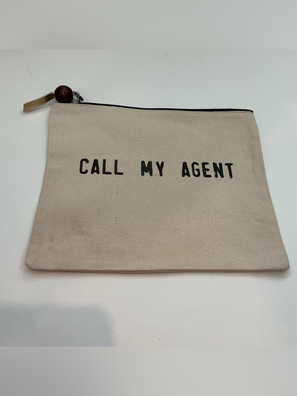 MARCIA MADE IT Call My Agent Canvas Zip Pouch - Natural